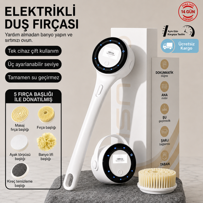 Elektrikli Duş Temizleme Fırçası 5 Başlık 3 Vitesli Dönen Spa Banyo Fırçası