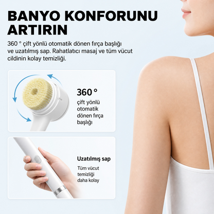 Elektrikli Duş Temizleme Fırçası 5 Başlık 3 Vitesli Dönen Spa Banyo Fırçası